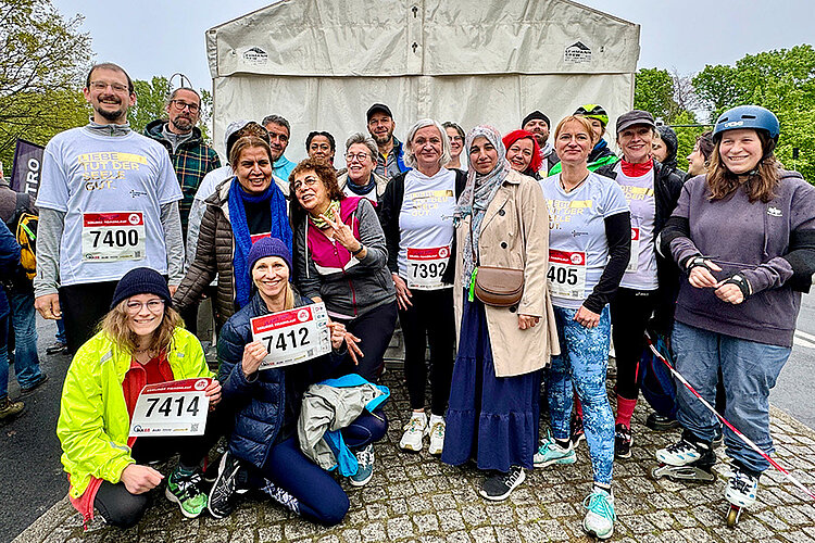Team des Ev. Kitaverbandes Berlin Mitte-Nord beim 22. IKK BB Berliner Firmenlauf am 24. April 2024 (© Manuela Schneider)